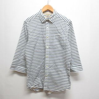 ユナイテッドアローズグリーンレーベルリラクシング(UNITED ARROWS green label relaxing)のグリーンレーベルリラクシング 七分袖 ボーダー シャツ カットソー M 白 紺(シャツ)