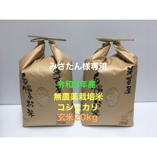 みさたん様専用 無農薬コシヒカリ玄米20kg(5kg×4)令和5年産(米/穀物)