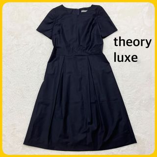 セオリーリュクス(Theory luxe)の美品 theory luxe フォーマル 半袖 ワンピース ネイビー 38(ロングワンピース/マキシワンピース)