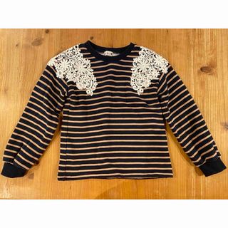 ブランシェス(Branshes)のブランシェス 肩レース使いボーダー裏起毛トレーナー サイズ120(Tシャツ/カットソー)