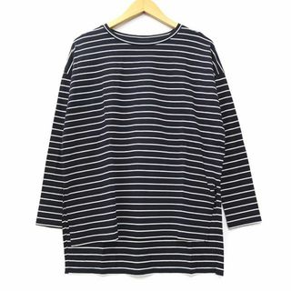 セオリー theory COTTON VISCOSE ボーダー ロングTシャツ