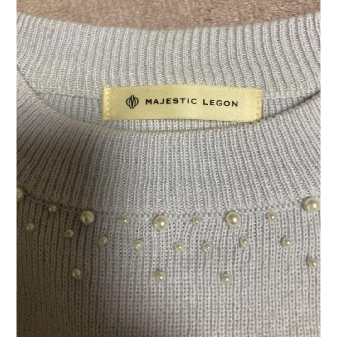 MAJESTIC LEGON(マジェスティックレゴン)のMAJESTIC LEGON パール付ニット ブルー レディースのトップス(ニット/セーター)の商品写真