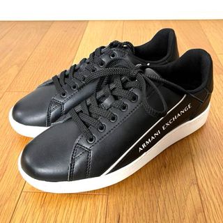 アルマーニエクスチェンジ(ARMANI EXCHANGE)のARMANI EXCHANGE メンズ　スニーカー　黒　牛革　新品未使用タグ付き(スニーカー)