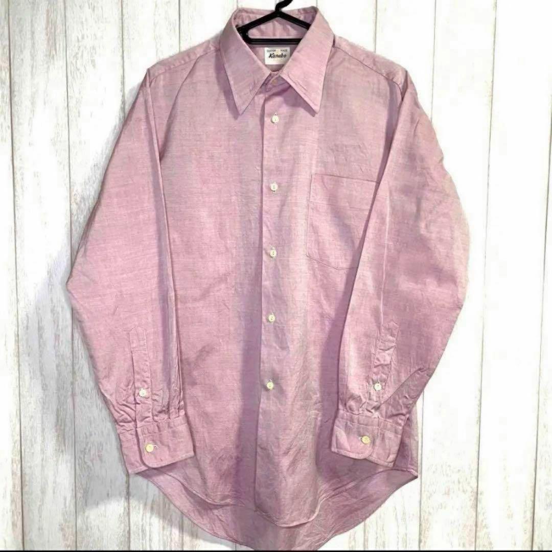 Kanebo(カネボウ)の【希少】kanebo 長袖シャツ カジュアルシャツ ビジネスシャツ 無地 ピンク メンズのトップス(シャツ)の商品写真