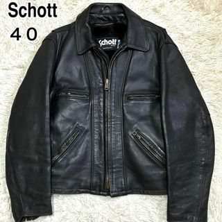 schott - 良品✨ショット シングル ライダースジャケット 襟付き ライナー付き 黒 40