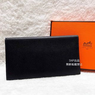 エルメス(Hermes)のエルメス 美品 MC2 フレミング 二つ折り 長財布 札入れ レザー □N 黒(長財布)