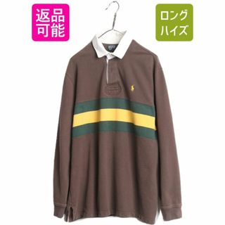 ラルフローレン(Ralph Lauren)の90s ポロ ラルフローレン スウェット ラガーシャツ メンズ XL 古着 90年代 オールド 長袖シャツ ラグビー ワンポイント 胸 ボーダー 裏起毛(シャツ)