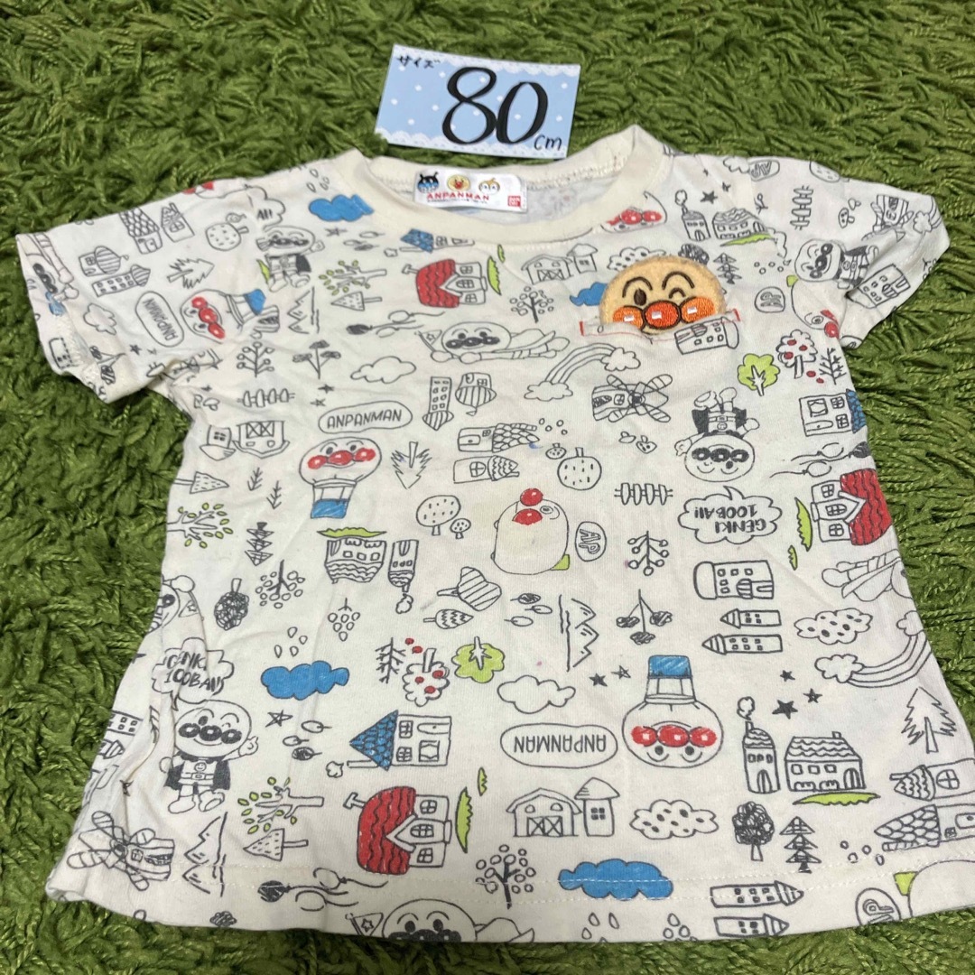 80 アンパンマン  tシャツ　白 キッズ/ベビー/マタニティのベビー服(~85cm)(Ｔシャツ)の商品写真