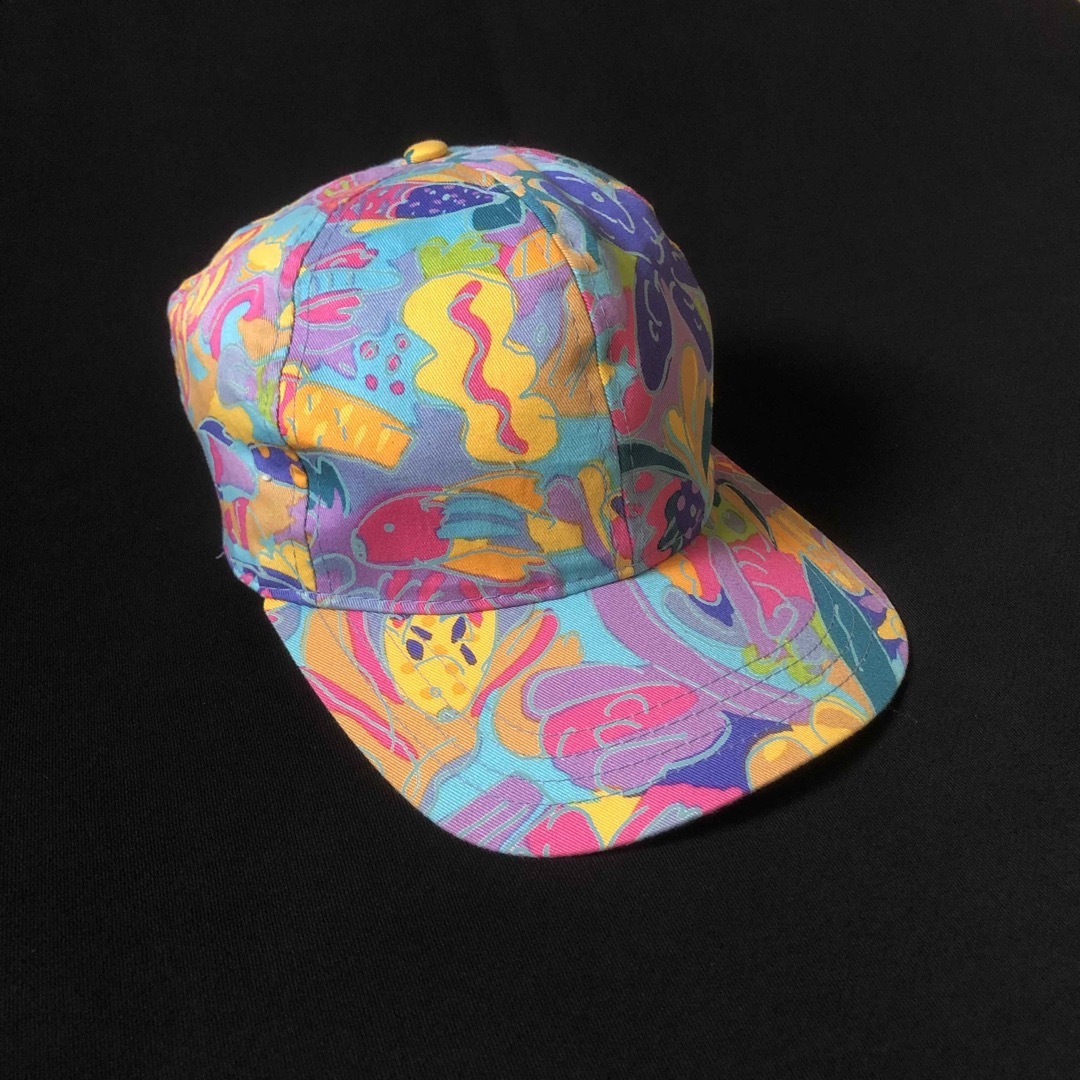 80s 90s KEN DONE マルチカラー 総柄 cap キャップ art メンズの帽子(キャップ)の商品写真