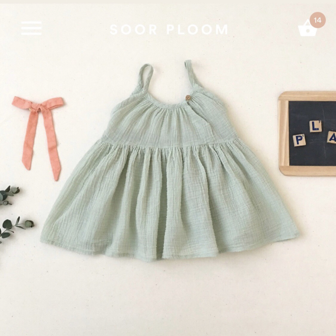 SOOR PLOOM(ソーアプルーム)のsoor ploom Birdie Tunic  Lichen 6-7y キッズ/ベビー/マタニティのキッズ服女の子用(90cm~)(ワンピース)の商品写真