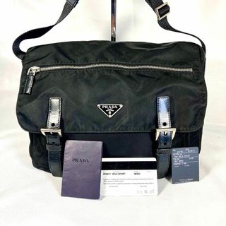 プラダ(PRADA)の美品◆PRADA プラダ メッセンジャーバッグ ギャランティカード付 三角ロゴ(メッセンジャーバッグ)