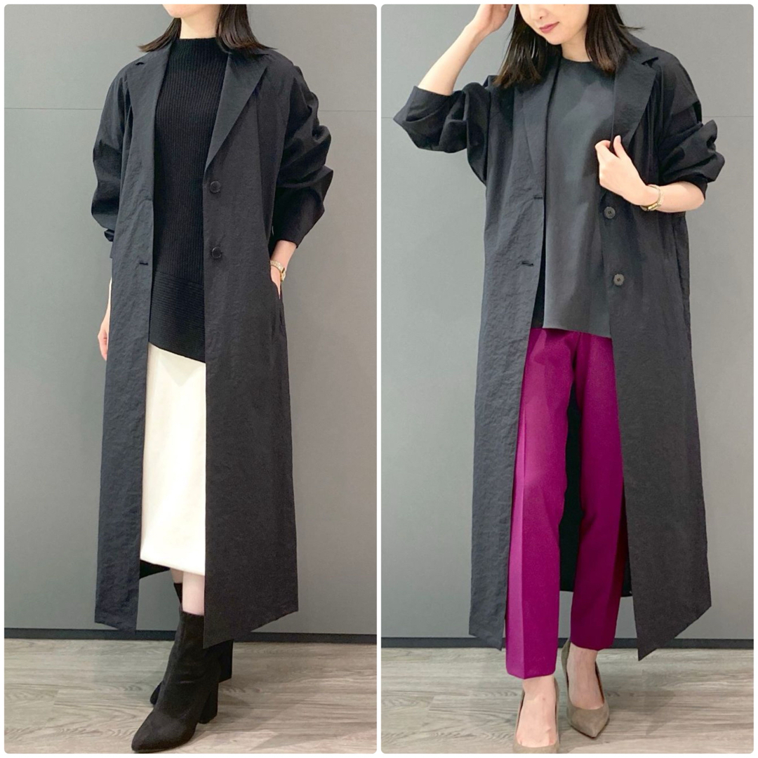 theory luxe パッカブルロングコート オーバーサイズスプリングコート黒 theory luxe パッカブルロングコート オーバーサイズスプリングコート黒