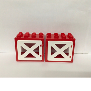 レゴデュプロ(レゴ デュプロ)のレゴ デュプロ まど 窓 マド 家具 特殊 ブロック 赤色×白色 2個 セット(積み木/ブロック)