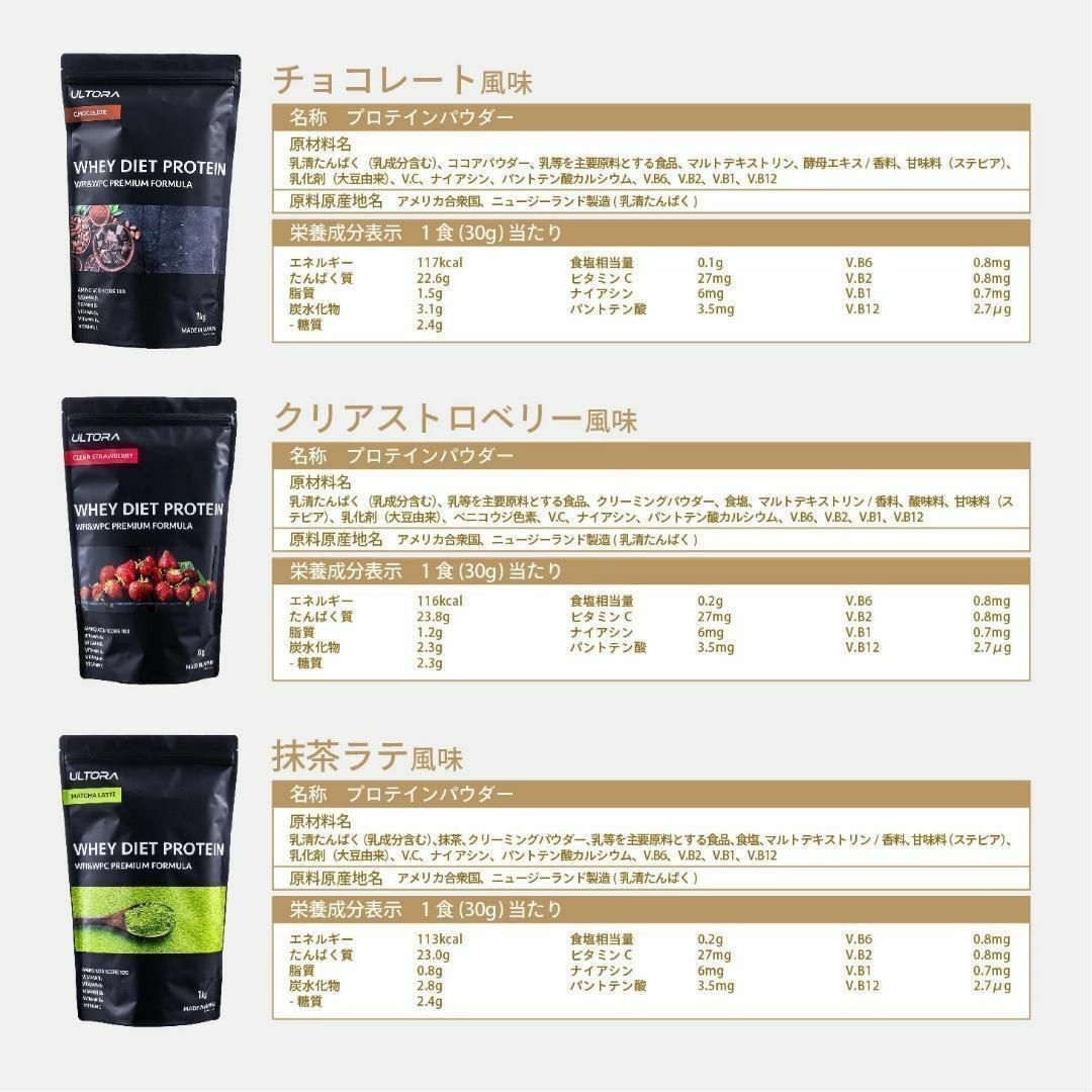 プロテイン　ウルトラ 1キロ　1袋　ULTORA 抹茶ラテ風味　1kg 食品/飲料/酒の健康食品(プロテイン)の商品写真