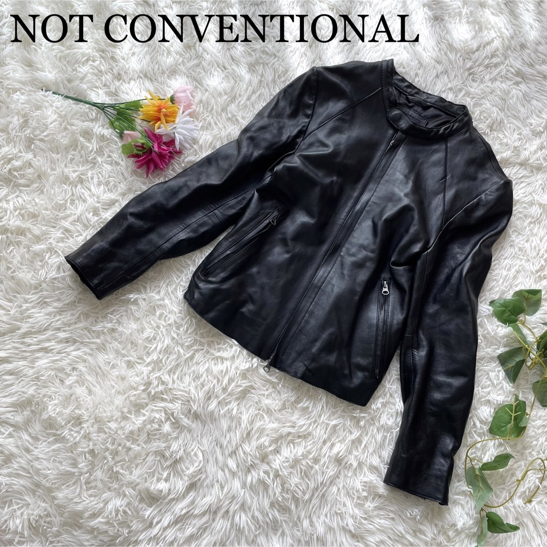 NOT CONVENTIONAL(ノットコンベンショナル)の 【激レア】ノットコンベンショナル　レザージャケット　シングルライダース レディースのジャケット/アウター(ライダースジャケット)の商品写真