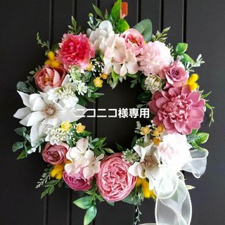 フラワーリース 春うらら19 可憐なお花たち7 玄関リース 造花(リース)