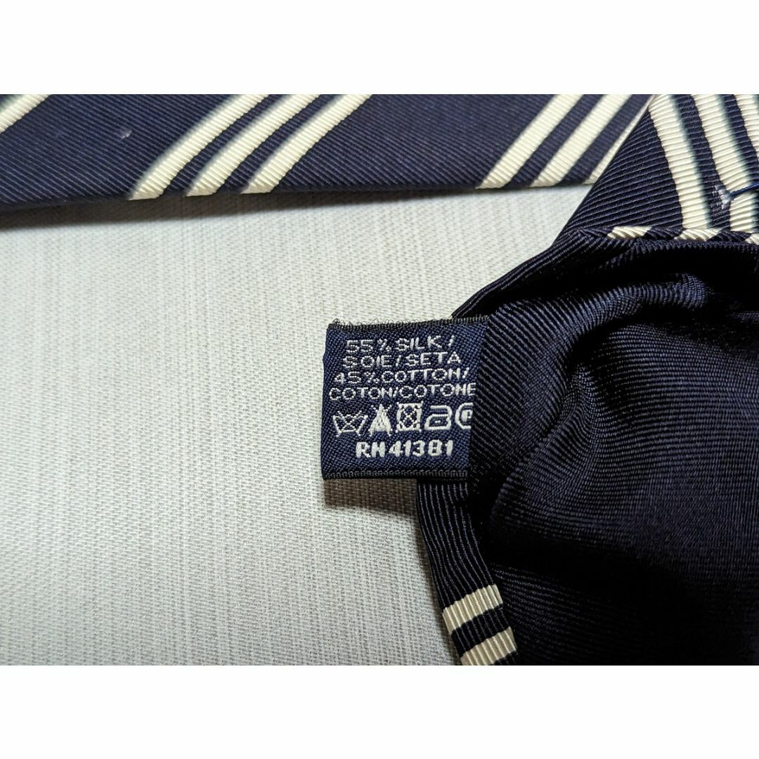 ポロラルフローレン イタリア製 ストライプ シルク&コットン モガドール メンズのファッション小物(ネクタイ)の商品写真