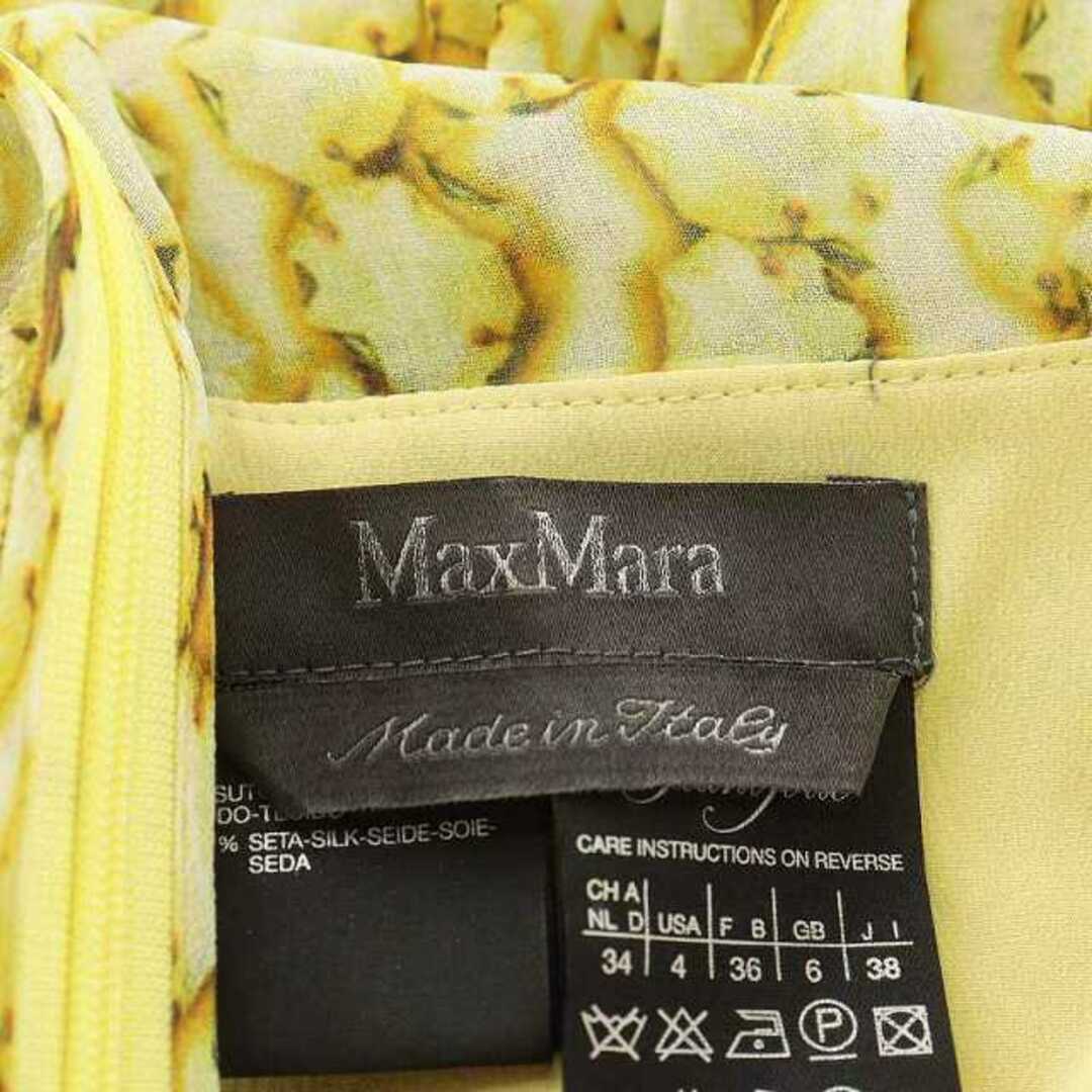 Max Mara(マックスマーラ)のマックスマーラ ワンピース ひざ丈 ノースリーブ 総柄 38 S 黄 レディースのワンピース(ひざ丈ワンピース)の商品写真