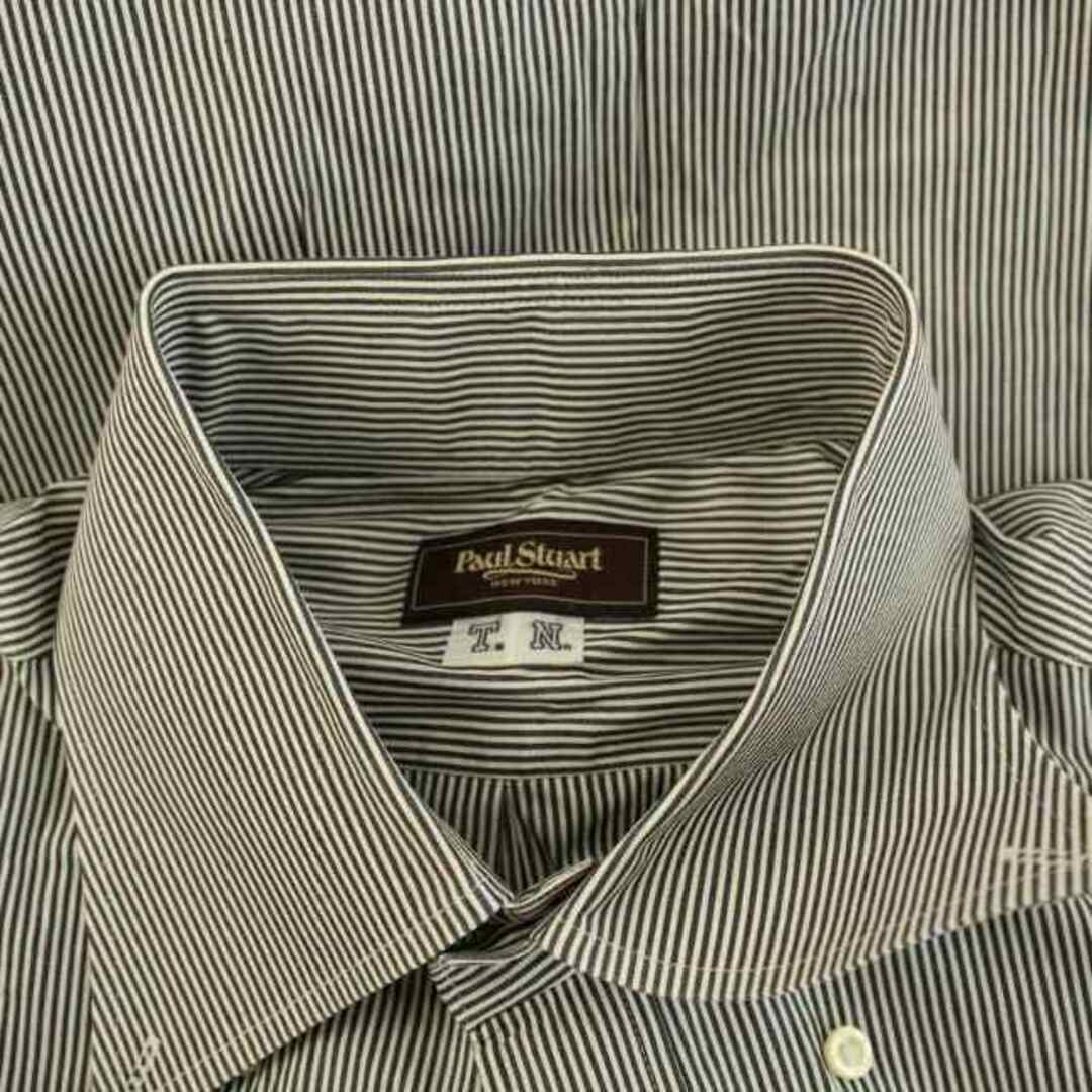 Paul Stuart(ポールスチュアート)のPAUL STUART ワイシャツ ボタンダウンシャツ 長袖 ロゴ刺繍 黒 白 メンズのトップス(シャツ)の商品写真