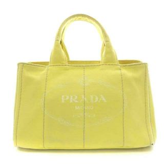 プラダ(PRADA)のプラダ CANAPA トートバッグ ハンドバッグ キャンバス プリント M 黄色(トートバッグ)