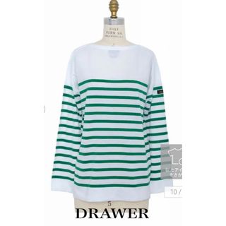 Drawer - <Drawer(ドゥロワー） > 18Gコットンボーダークルーネックニット