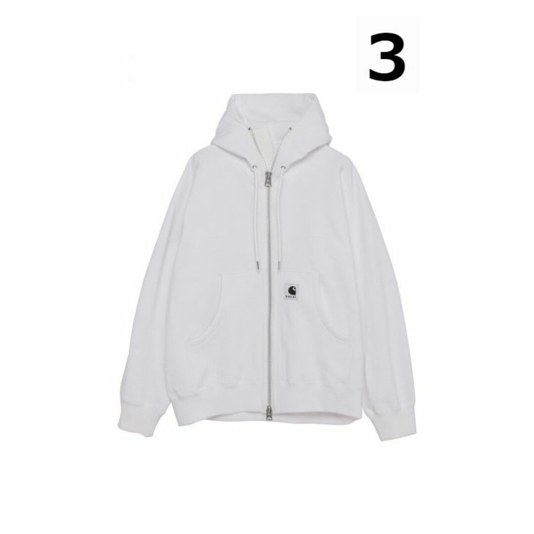 sacai(サカイ)のsacai Carhartt WIP Hoodie 白 3 伊勢丹 限定 メンズのトップス(パーカー)の商品写真