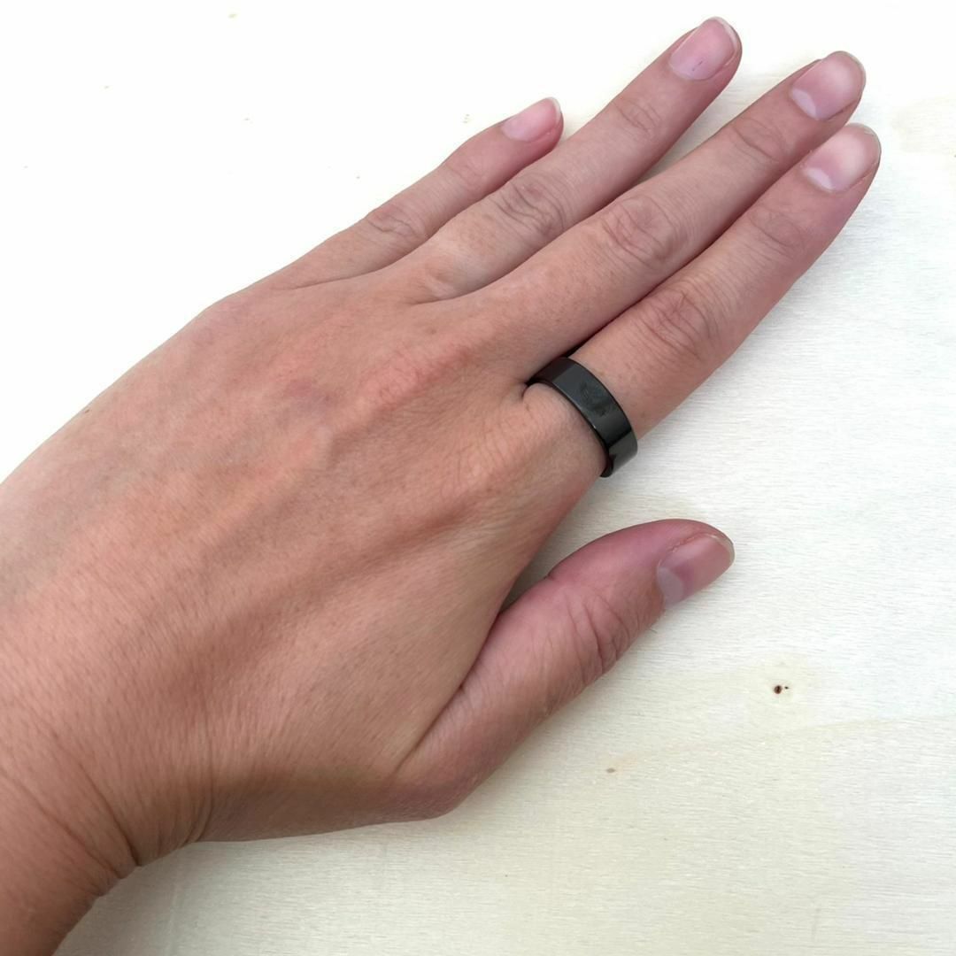 アレルギー対応◎平打ち5mmブラックリング 指輪 メンズのアクセサリー(リング(指輪))の商品写真