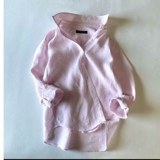 ユナイテッドアローズ(UNITED ARROWS)のユナイテッドアローズ　　リネン100  2way  カシュクール　シャツ　ピンク(シャツ/ブラウス(長袖/七分))