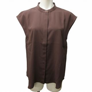 プラステ(PLST)のプラステ 美品 22SS パーツネックブラウス チュニック 茶 ブラウン M(シャツ/ブラウス(半袖/袖なし))