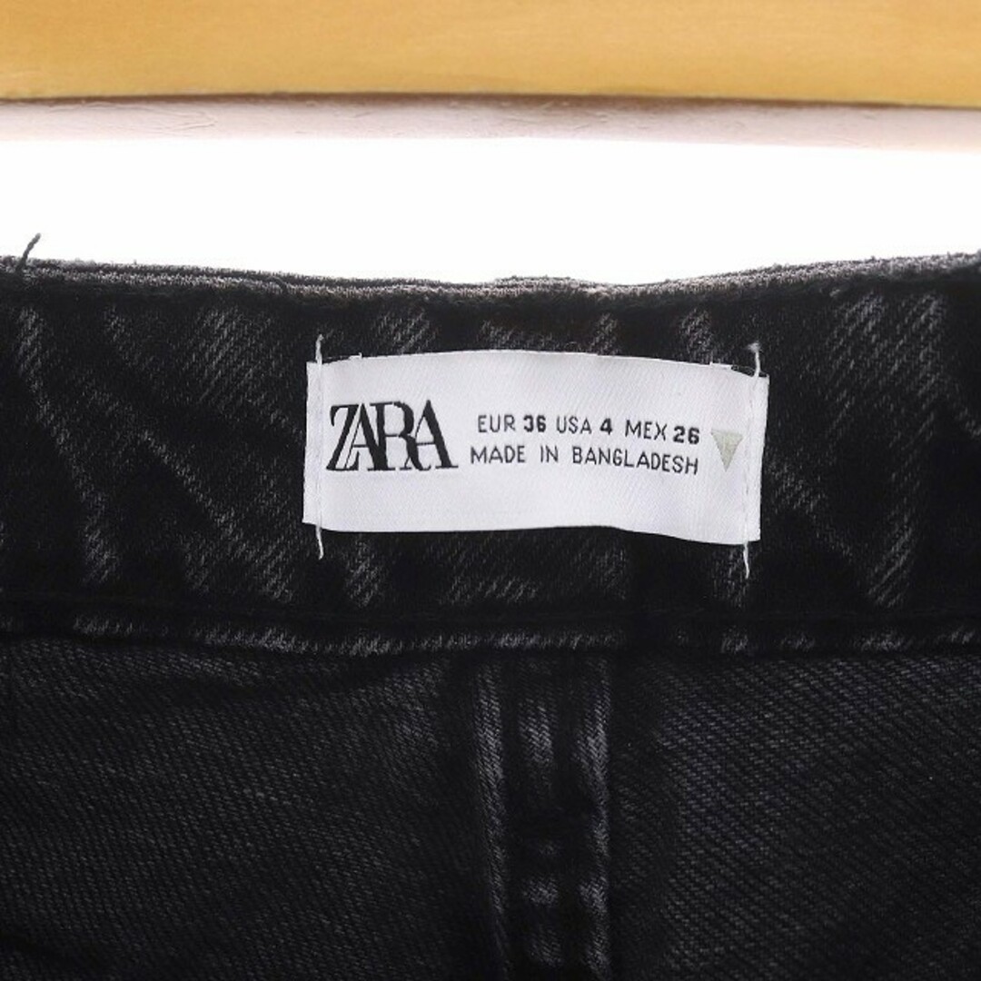 ZARA(ザラ)のザラ テーパード デニムパンツ ジーンズ ジップフライ USAS4 S 黒 レディースのパンツ(デニム/ジーンズ)の商品写真