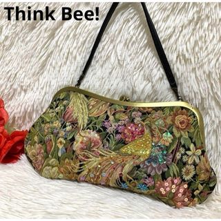 Think Bee! - 【美品】Think Bee! 希少デザイン 孔雀 花柄 スパンコール