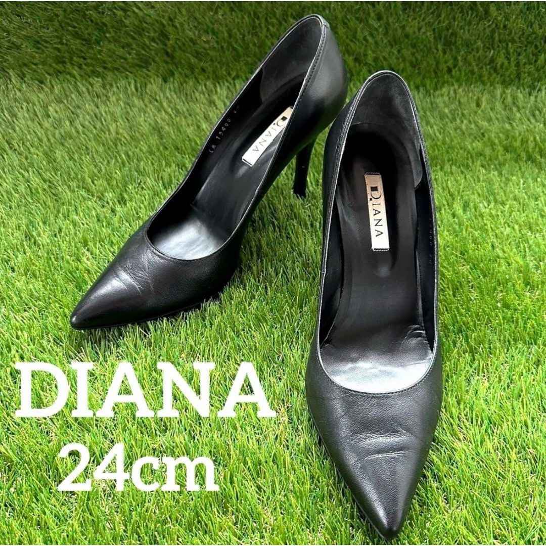 DIANA(ダイアナ)のDIANA ポインテッドトゥ 24 ブラック 本革 ダイアナ パンプス  レディースの靴/シューズ(ハイヒール/パンプス)の商品写真
