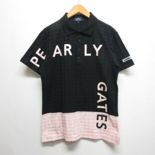 パーリーゲイツ(PEARLY GATES)のパーリーゲイツ 美品 ゴルフウェア 半袖 ポロシャツ 5 黒 ピンク 千鳥格子柄(ウエア)