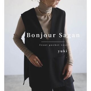 【新品/タグ付き】Bonjour Sagan フロントポケットベスト bk