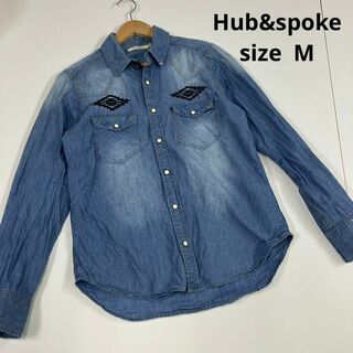 HUB&SPOKE - Hub&spoke デニムシャツ　胸刺繍　ウエスタンシャツ　スナップボタン　M