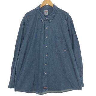 ディッキーズ(Dickies)の古着 ビッグサイズ ディッキーズ Dickies 長袖 ボタンダウンデニムシャツ メンズXXXL /eaa426687(シャツ)