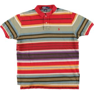 ラルフローレン(Ralph Lauren)の古着 ラルフローレン Ralph Lauren POLO by Ralph Lauren マルチボーダー 半袖 ボーダー ポロシャツ メンズL /eaa427583(ポロシャツ)