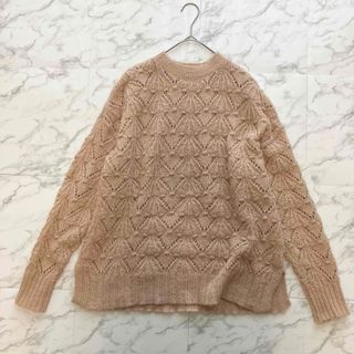 グローバルワーク(GLOBAL WORK)の❤️美品❤️グローバルワーク シースルーニット　セーター　透け感　ベージュ(カットソー(長袖/七分))