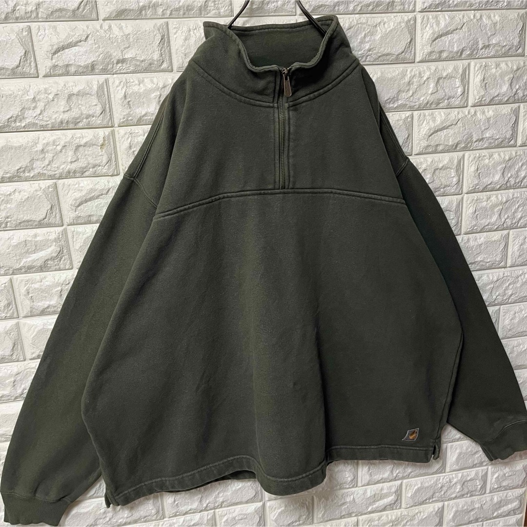 carhartt(カーハート)の【CARHARTT】ハーフジップスウェット 肉厚 アースカラー 3XLサイズ メンズのトップス(スウェット)の商品写真