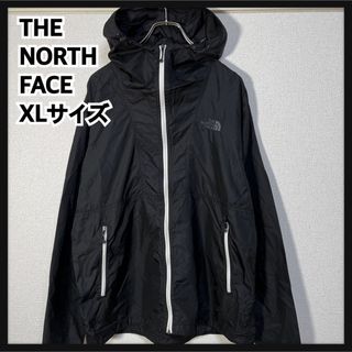 ザノースフェイス(THE NORTH FACE)のノースフェイス】ナイロンジャケットパーカー　黒ブラック　XL刺繍ワンポイント１R(ナイロンジャケット)