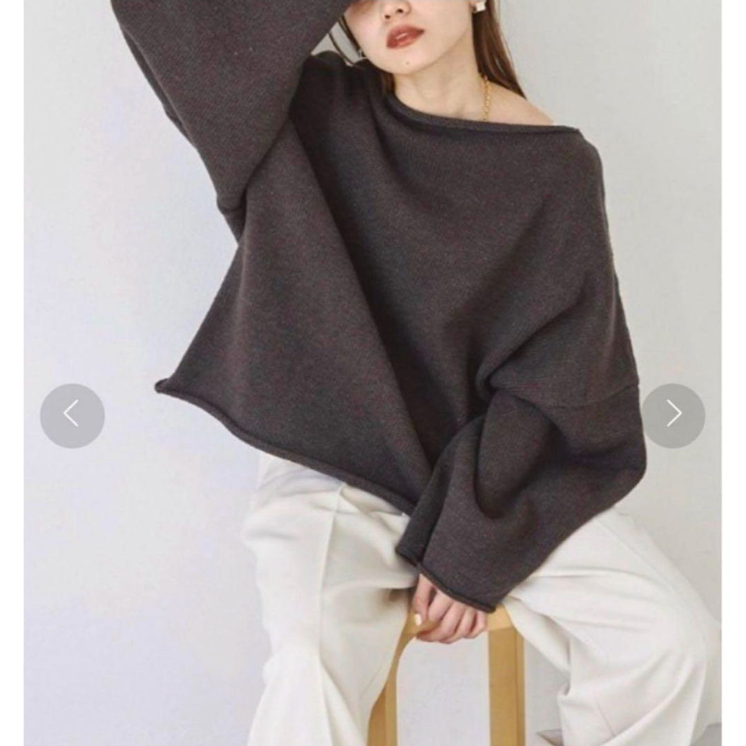 TODAYFUL(トゥデイフル)のTODAYFUL・Boatneck Over Knit・チャコールグレー レディースのトップス(ニット/セーター)の商品写真