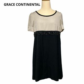 グレースコンチネンタル(GRACE CONTINENTAL)のGRACE CONTINENTAL ワンピース　ベージュ　ブラック(ひざ丈ワンピース)