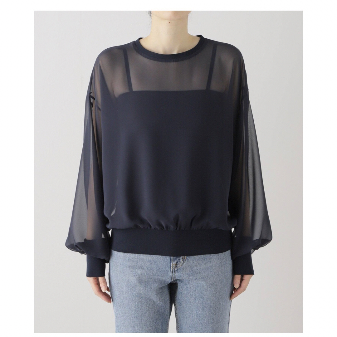 L'Appartement DEUXIEME CLASSE(アパルトモンドゥーズィエムクラス)のL'Appartement Sheer Blouse レディースのトップス(シャツ/ブラウス(長袖/七分))の商品写真