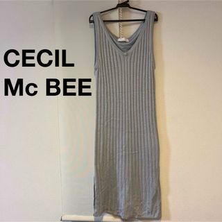 セシルマクビー(CECIL McBEE)のCECIL Mc BEE セシルマクビー ニットワンピース ノースリーブ グレー(ひざ丈ワンピース)