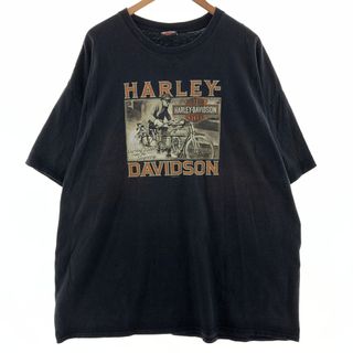 ハーレーダビッドソン(Harley Davidson)の古着 ビッグサイズ ハーレーダビッドソン Harley-Davidson HANES ヘインズ 両面プリント モーターサイクル バイクTシャツ メンズXXXL /eaa382740(Tシャツ/カットソー(半袖/袖なし))