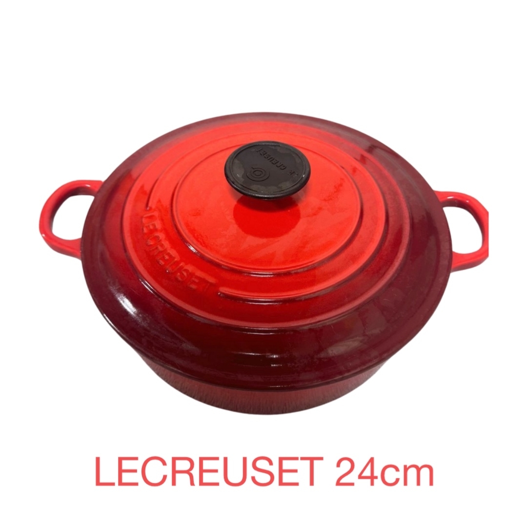 LE CREUSET(ルクルーゼ)のルクルーゼ　ココットロンド　24cm チェリーレッド インテリア/住まい/日用品のキッチン/食器(鍋/フライパン)の商品写真