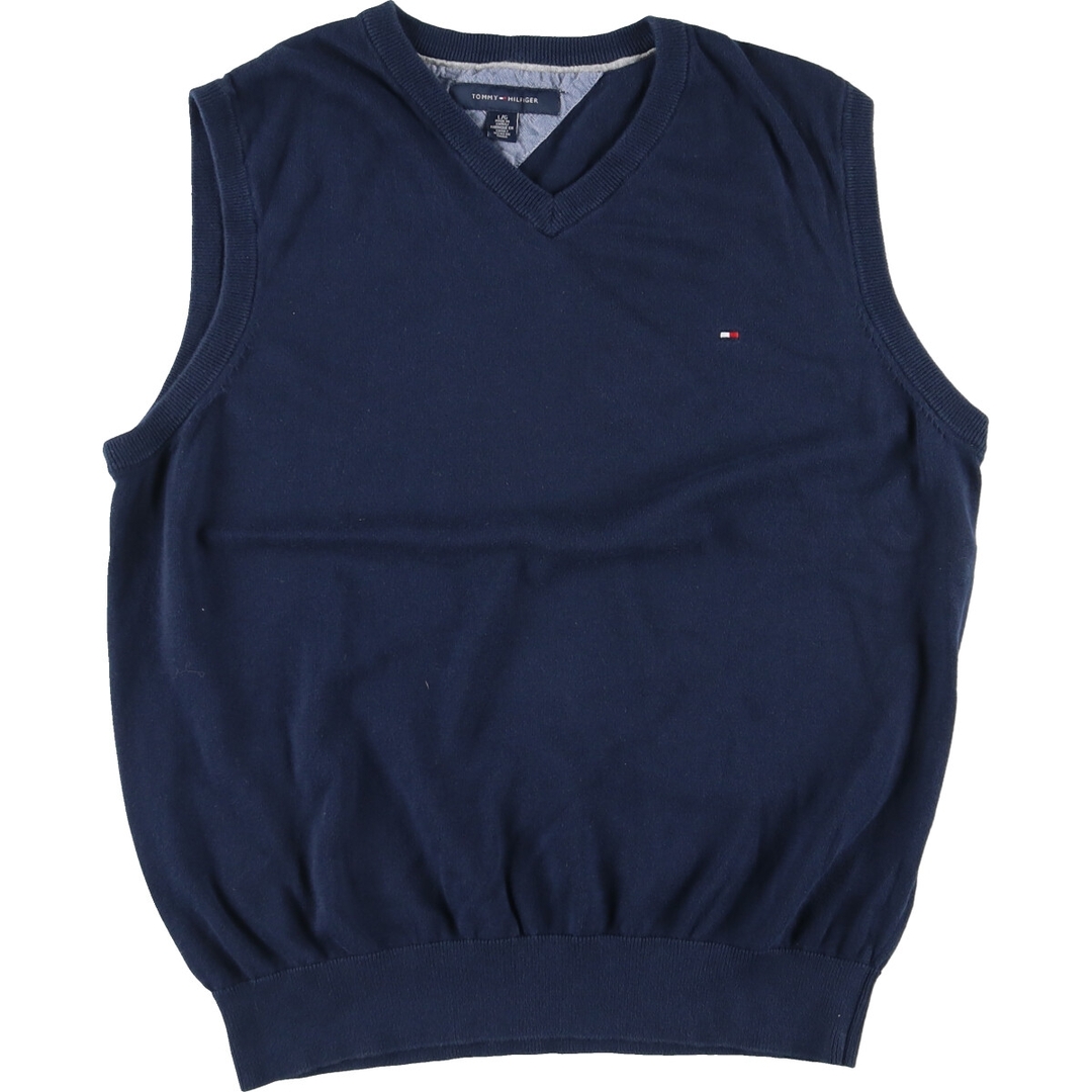 TOMMY HILFIGER(トミーヒルフィガー)の古着 トミーヒルフィガー TOMMY HILFIGER Vネック コットンニットベスト メンズL /eaa420895 メンズのトップス(ベスト)の商品写真