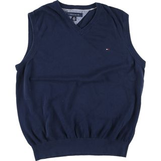 トミーヒルフィガー(TOMMY HILFIGER)の古着 トミーヒルフィガー TOMMY HILFIGER Vネック コットンニットベスト メンズL /eaa420895(ベスト)