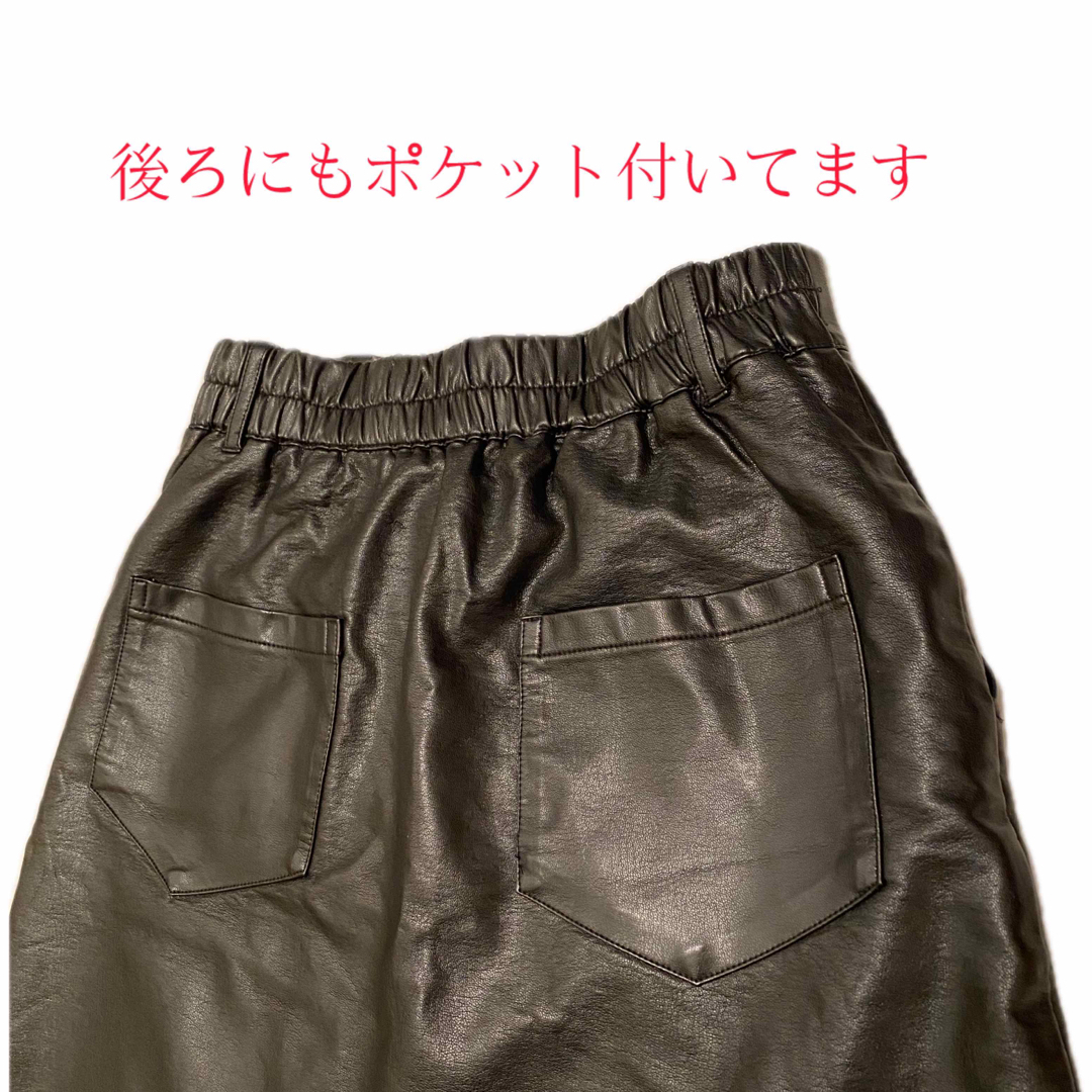 黒スカート　ミニスカート　レザー風　フェイクレザー　ハイウエスト　春服 レディースのスカート(ひざ丈スカート)の商品写真
