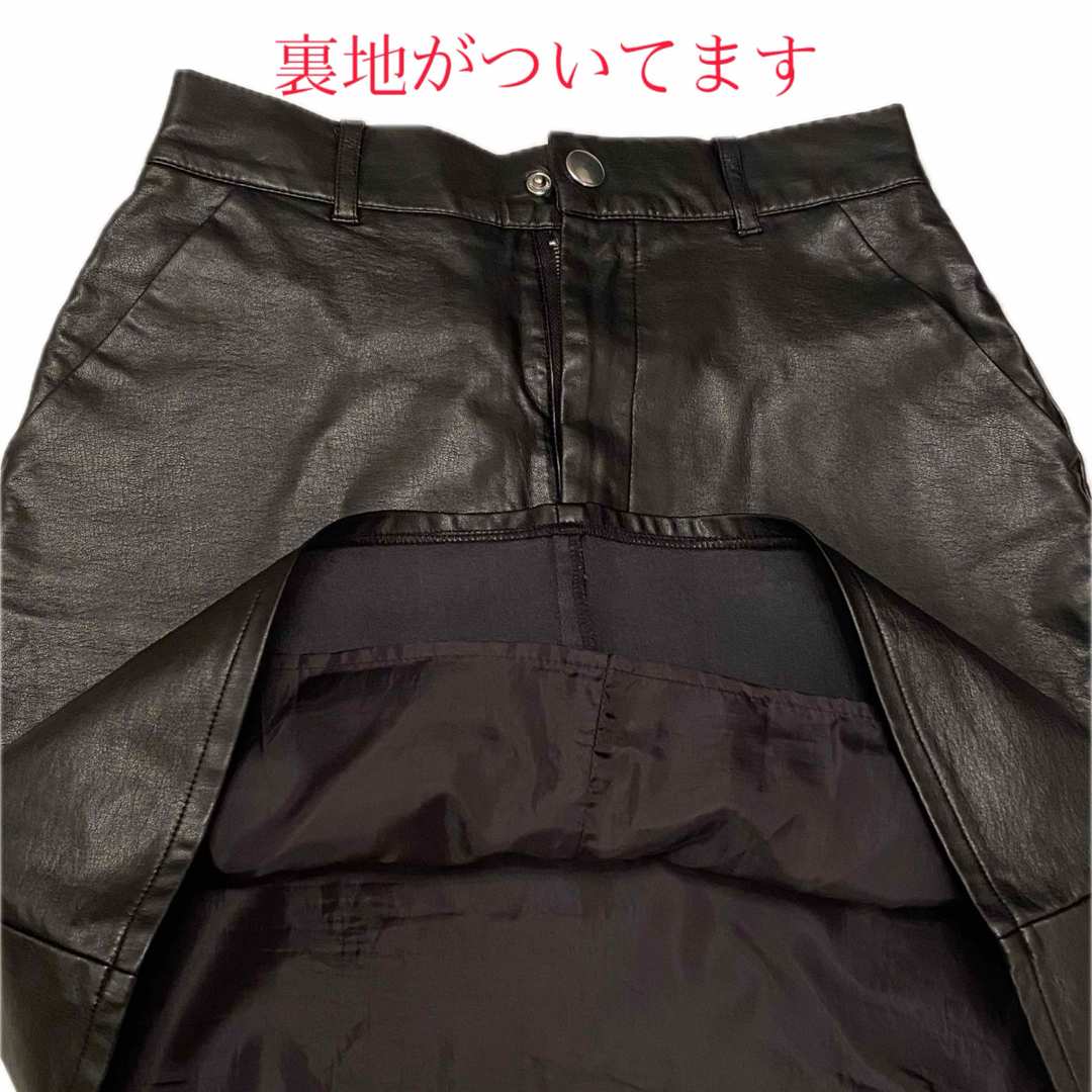 黒スカート　ミニスカート　レザー風　フェイクレザー　ハイウエスト　春服 レディースのスカート(ひざ丈スカート)の商品写真